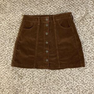 American Eagle Brown Corduroy Button-Front Skirt